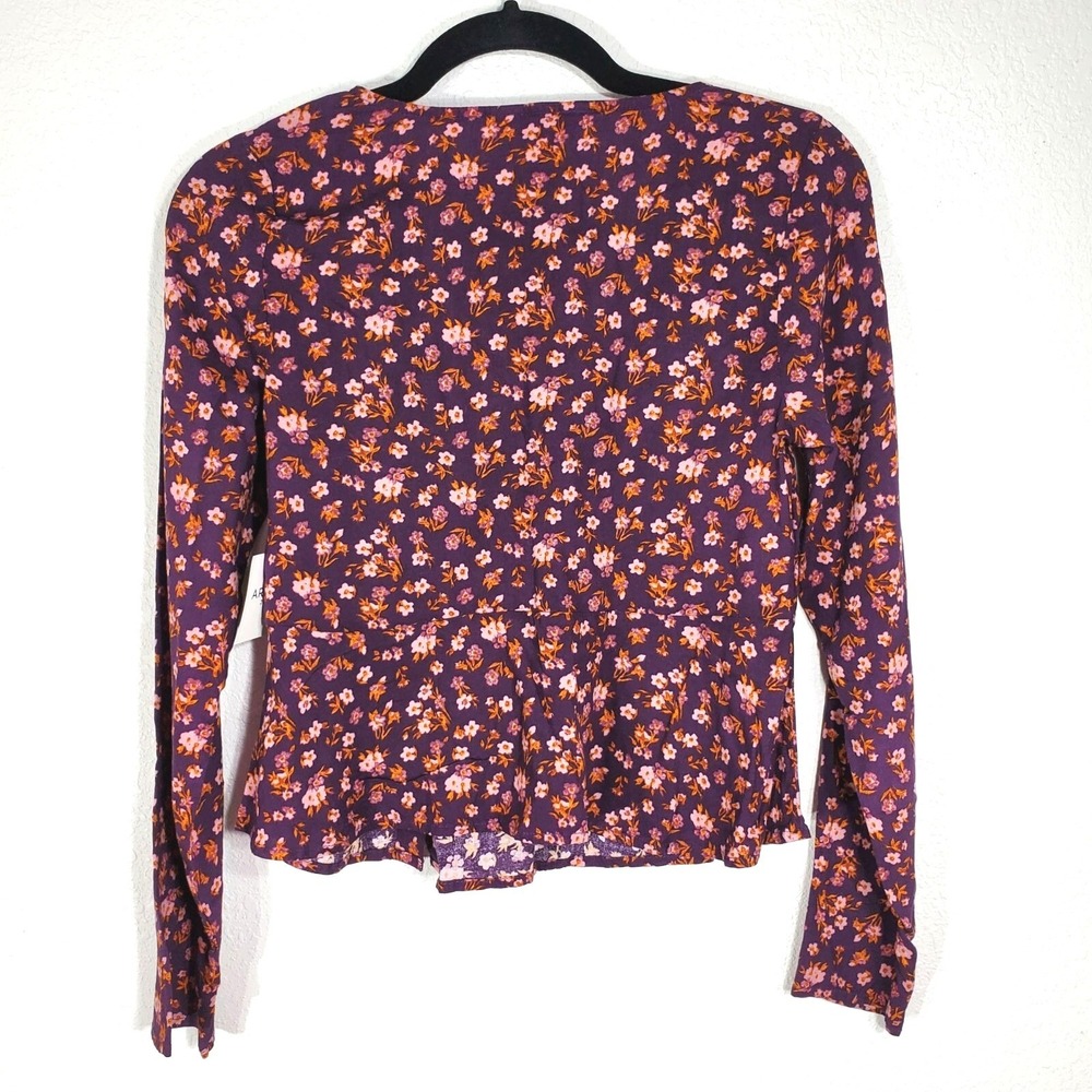 Arizona Jean Co. Womens XS Extra Small Top Floral Button-Down Long Sleeve Rayon - Picture 2 of 10